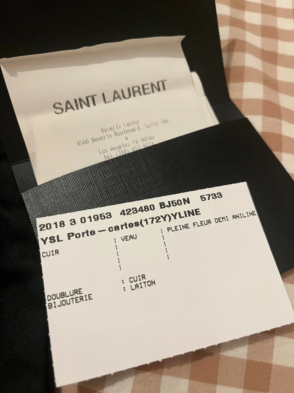 Saint Laurent Black Quilted Card Case with Gold YSL Emblem